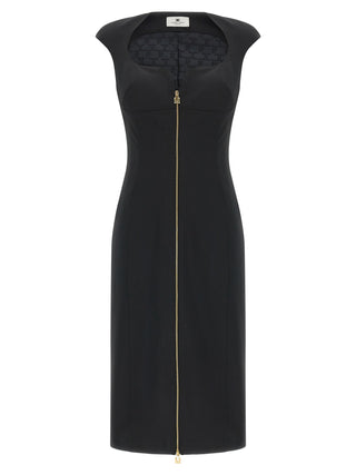 Vestido midi de poliéster negro  