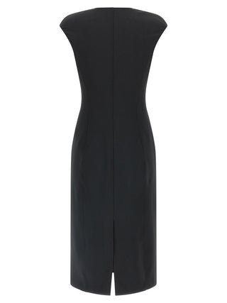 Vestido midi de poliéster negro  