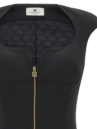 Vestido midi de poliéster negro  
