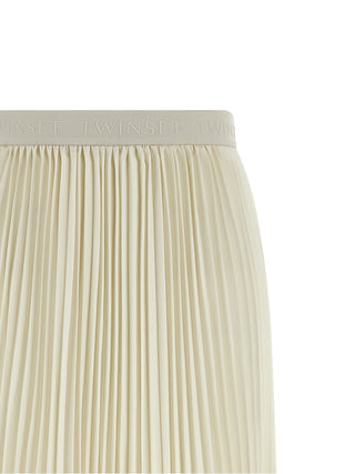 White Polyester Mini Skirt