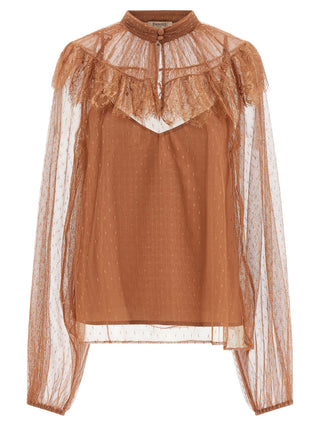 Blusa de poliéster marrón