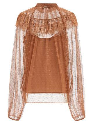 Blusa de poliéster marrón