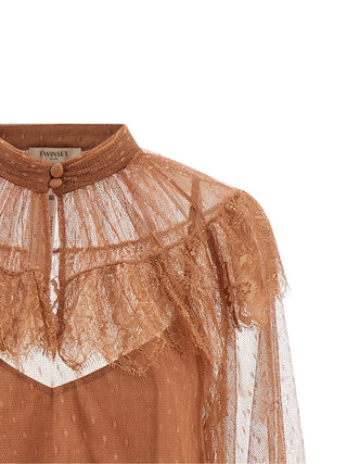 Blusa de poliéster marrón
