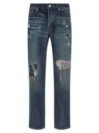 Jeans de pierna recta de algodón azul