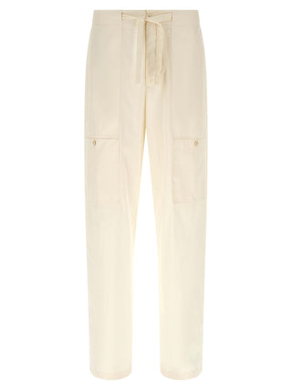 Beige Cotton Cargo Pants