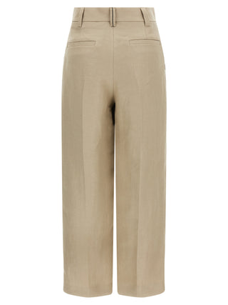 Beige Linen Casual Pants