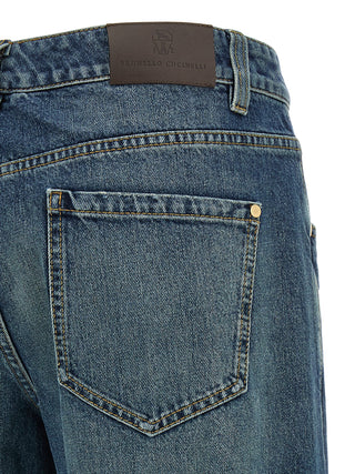 Jeans azules de algodón denim