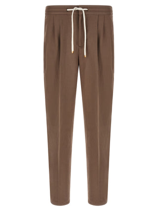 Brown Linen Casual Pants