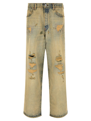 Bicolor Cotton Straight-Leg Jeans