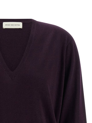 Purple Merino Wool Cardigan