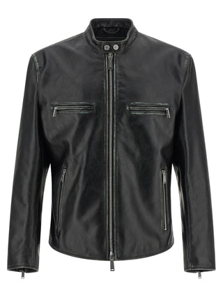 Chaqueta de cuero negra