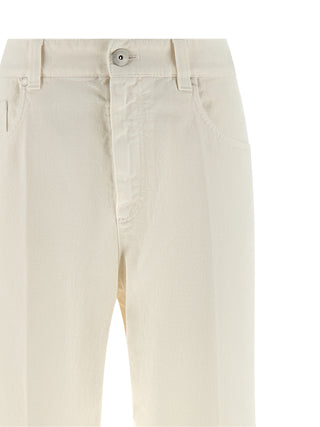 White Cotton Relaxed Fit Jeans