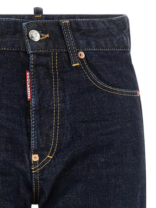 Blue Cotton Straight-Leg Jeans