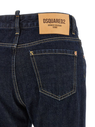 Blue Cotton Straight-Leg Jeans