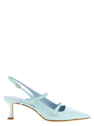 Blue Cowhide Mid Heel Pumps
