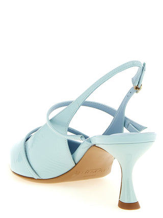 Blue Cowhide Mid Heel Pumps