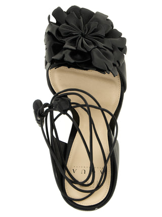 Black Cowhide Stiletto Heel Sandals