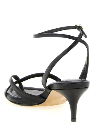 Black Cowhide Stiletto Heel Sandals