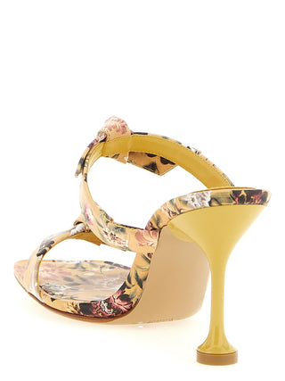 Bicolor Cowhide Stiletto Heel Sandals