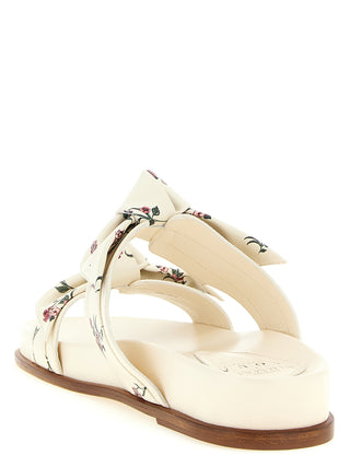 Sandalias planas de cuero de vaca blanco