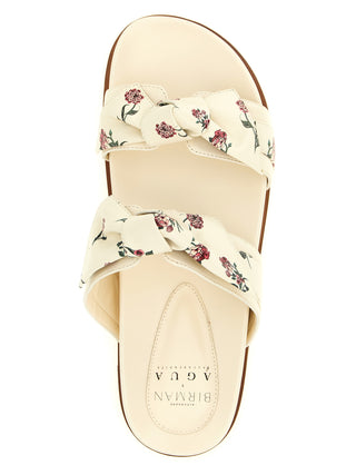 Sandalias planas de cuero de vaca blanco