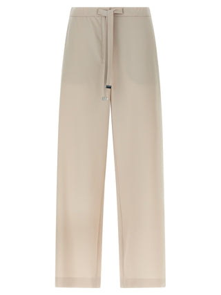 Beige Virgin Wool Athletic Pants