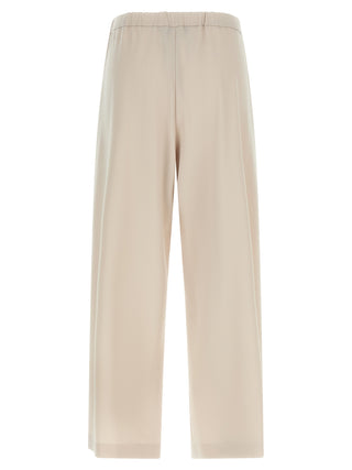 Beige Virgin Wool Athletic Pants