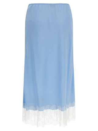 Blue Acetate Midi Skirt