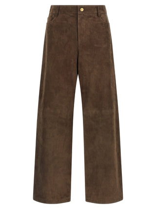 Brown Lamb Leather Casual Pants