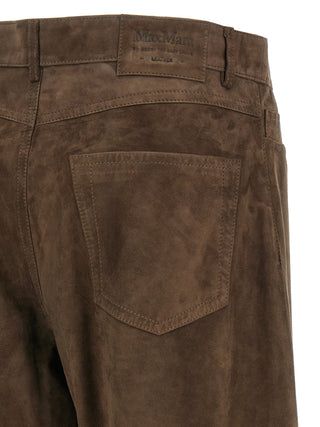 Brown Lamb Leather Casual Pants