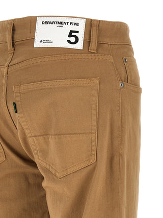 Beige Cotton Straight-Leg Jeans