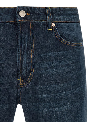Jeans de pierna recta de algodón azul