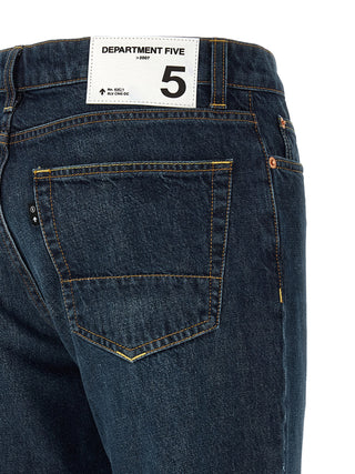 Jeans de pierna recta de algodón azul