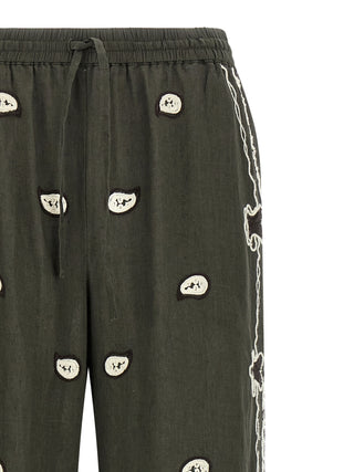 Pantalones casuales bicolor de lino
