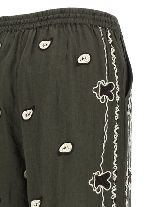 Pantalones casuales bicolor de lino