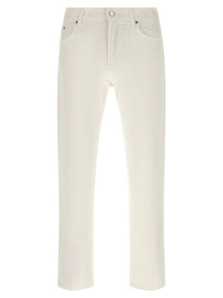 White Cotton Straight-Leg Jeans