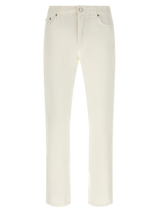White Cotton Straight-Leg Jeans