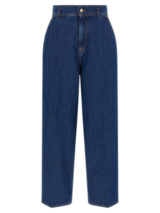 Blue Cotton High-Waisted Jean