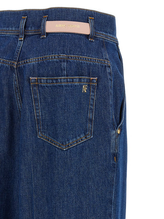 Blue Cotton High-Waisted Jean