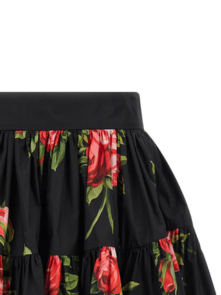 Falda larga de algodón negra