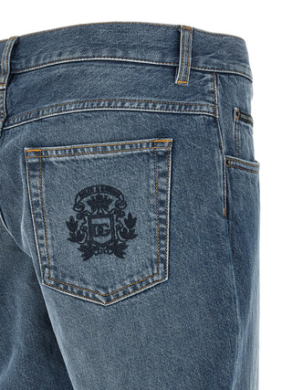 Blue Cotton Straight-Leg Jeans