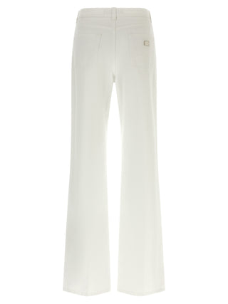 White Cotton Flared Jeans