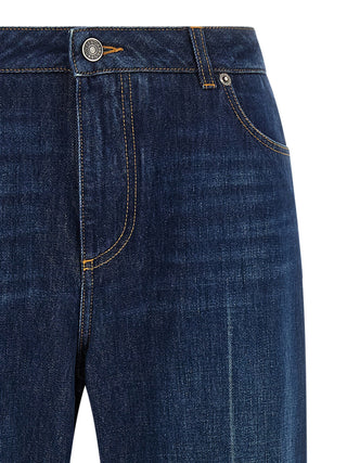 Blue Cotton Straight-Leg Jeans
