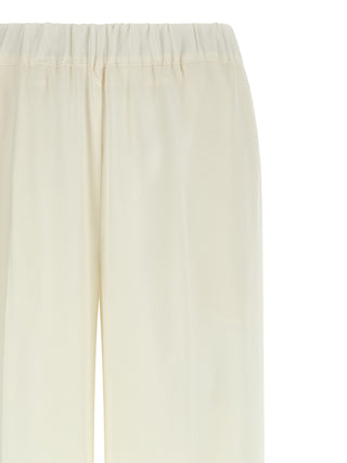 White Polyester Casual Pants