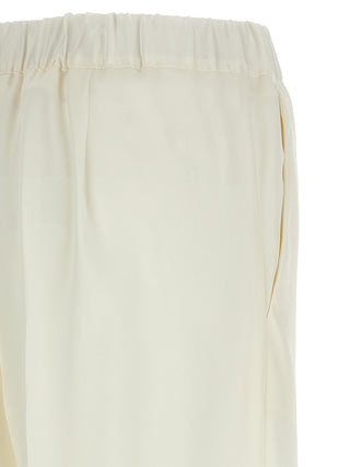 White Polyester Casual Pants
