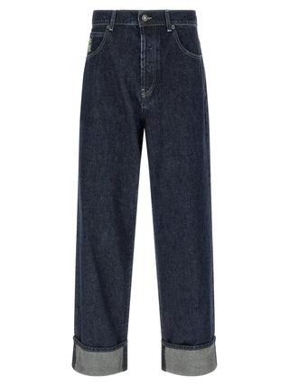 Blue Cotton Straight-Leg Jeans