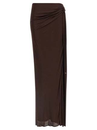 Brown Viscose Mini Skirt