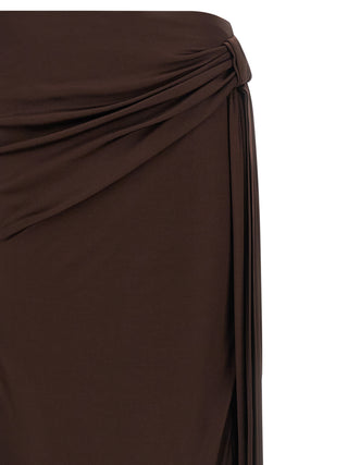Brown Viscose Mini Skirt