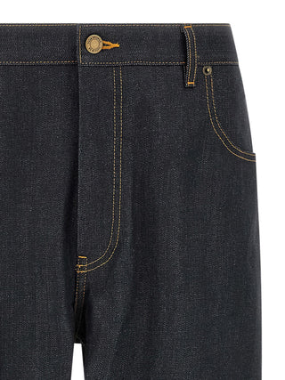 Blue Cotton High-Waisted Jean