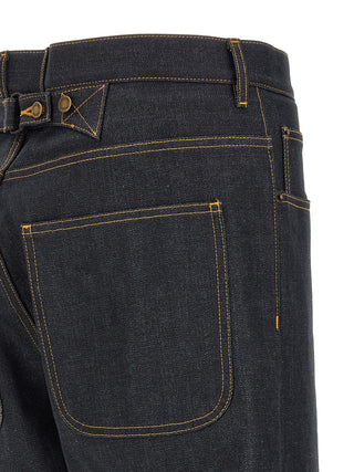 Blue Cotton High-Waisted Jean